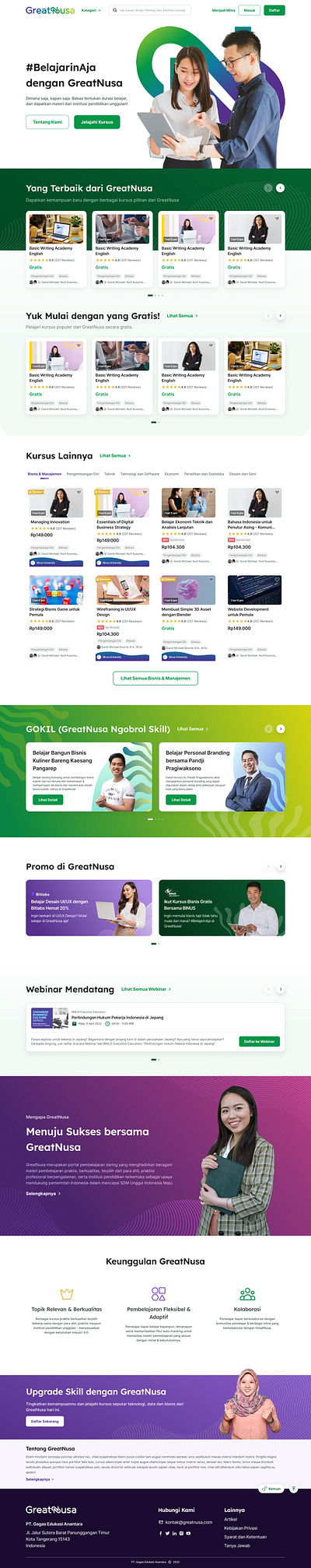 GreatNusa LMS Landing Page landing page learning management system lms saas ui design web design