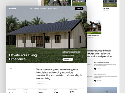 Verde - Real Estate Landing Page construction portfolio design eco friendly web design future ready homes green building ui design green construction landing page design minimalist landing page minimalist uiux modern sustainable homes modern web design property website design real estate sustainability real estate ui design real estate website sustainable architecture design uiux case study
