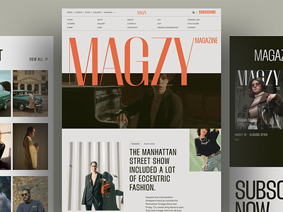 Magzy - Homepage Magazine Website articles business content digital events fashion homepage information lifestyle magazine market media news publicaion retro trendy ui ux vintage website