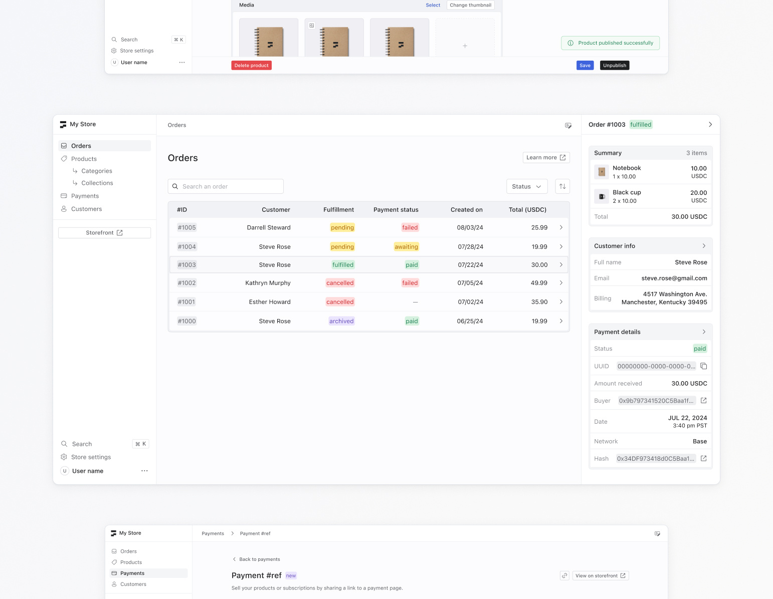 Filament eCommerce Dashboard business categories list clean commerce platform dashboard design ecommerce minimalist modern orders payments product design products list sales start up tables ui ux web design website template