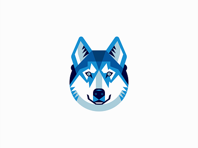 Geometric Husky Logo adventure animal blue branding design dog emblem geometric husky icon identity illustration logo mark pet sports symbol tech vector vet