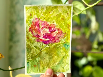 Rose 🌹 - L'alphabet de mon jardin 2024 art botanicals contemplation florals flowers garden grateful green happy illustration inspiring natasha gonzalez nature pink poetic rosa rose traditional artist uplifting watercolors