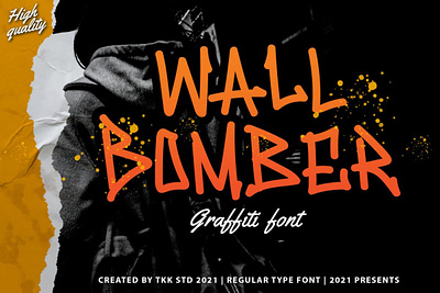 Wall Bomber – Urban Graffiti Font branding display font edgy font gaming graffiti movie poster rebellious urban youtube