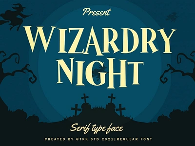 Wizardry Night – Mystery Horror Movie Font branding children display font font gaming haloween horror mystery poster scary spooky thumbnails youtube