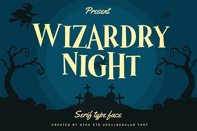 Wizardry Night – Mystery Horror Movie Font branding children display font font gaming haloween horror mystery poster scary spooky thumbnails youtube