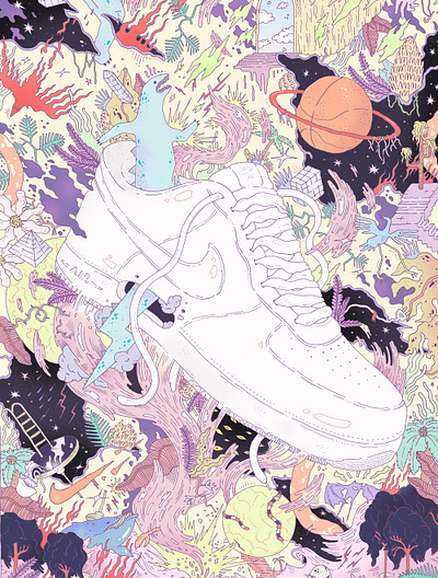 Nike Air Force 1 airforce airforce1 details handmade illustration nike nikeairforce photoshop psychedelic sneakers