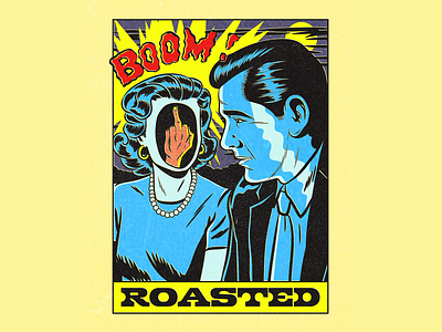 Boom! Roasted comic book design funny illustration psychedelic retro surrealism vector vintage vintage comics