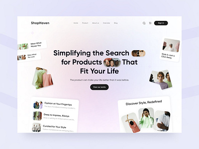 ShopHaven - Fashion Hero Exploration b2b business buy design eccomerce fashion freelance header hero section home page influencer landing page modrn pastel sell shooping simple task ui website