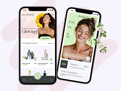 SkinBliss - Skincare Mobile App | Design Concept branding figmadesign mobileappdesign skinbliss skincareapp skincarejourney uidesign uiux