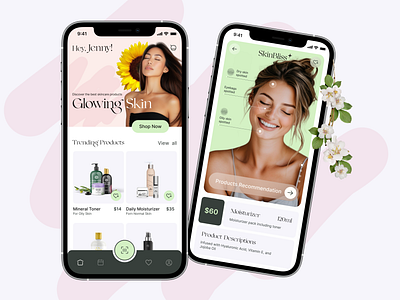 SkinBliss - Skincare Mobile App | Design Concept branding figmadesign mobileappdesign skinbliss skincareapp skincarejourney uidesign uiux