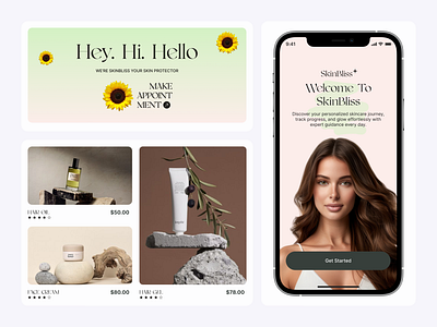 SkinBliss - Skincare Mobile App | Design Concept branding figmadesign mobileappdesign skinbliss skincareapp skincarejourney uidesign uiux