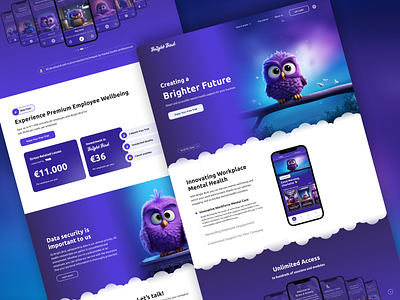 Bright Bird - Landing Page animation branding graphic design landing page logo mental health motion graphics ui ux web development