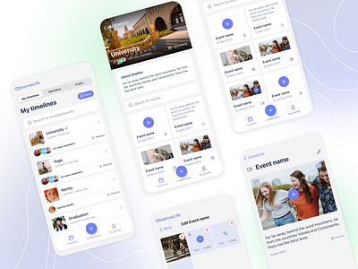 ObserveLife - Mobile Application appdesign branding collaborativeapp eventorganizer graphic design logo mediasharing milestonetracker mobileapp techinnovation timelineapp ui uxdesign