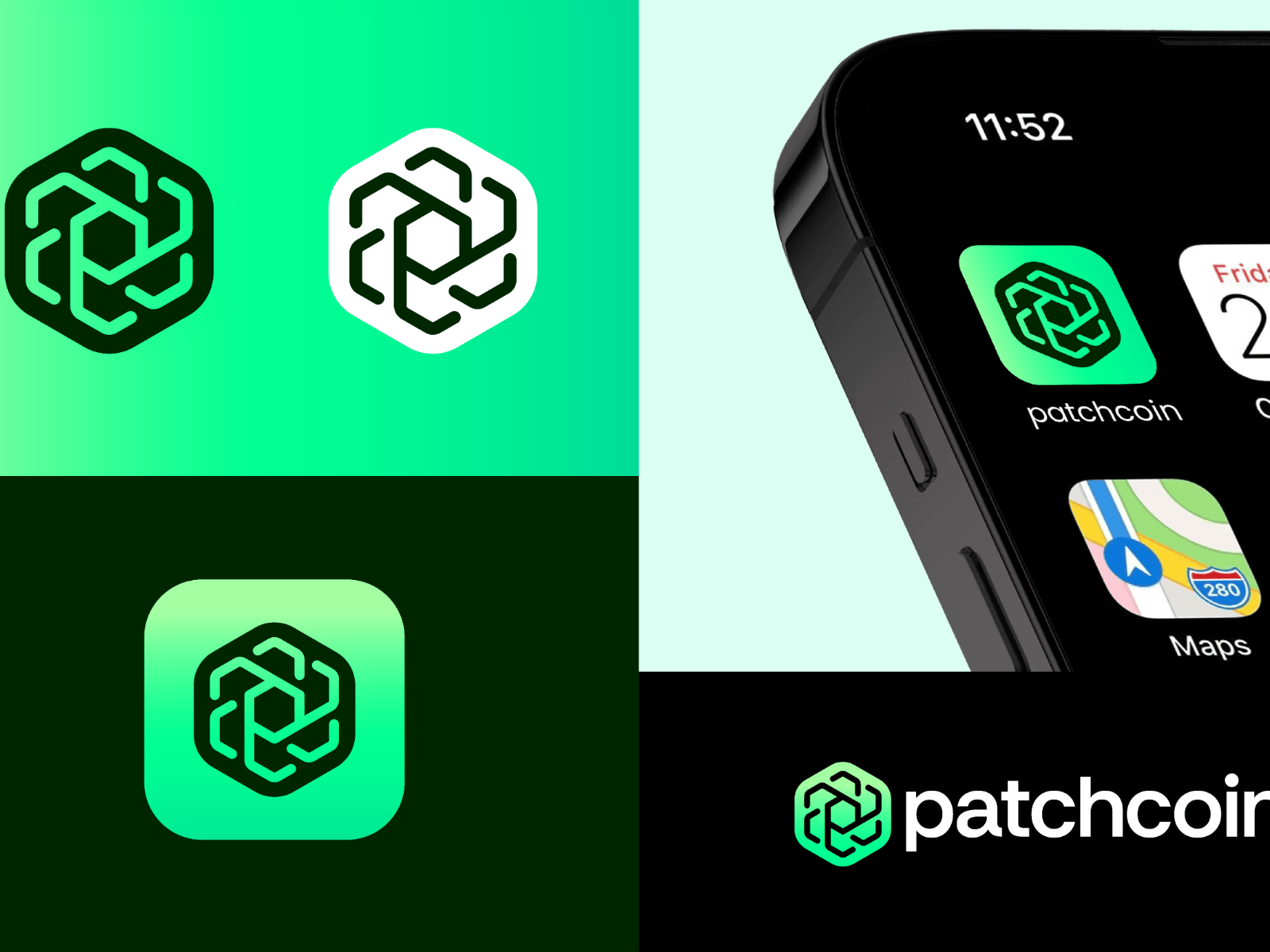 Patchcoin - Logo Design Visuals animation brand identity design branding coin crypto cryptocurrency finance freelance logo design hexagon jeroen van eerden logo logo mark logo symbol market motion graphics patch visual identity project