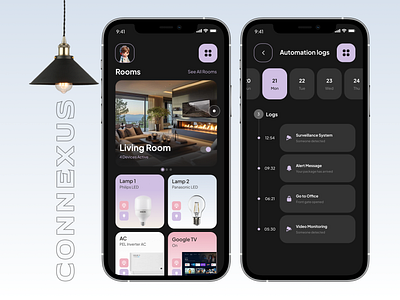 Connexus - IoT Smart Home Mobile App | Design Concept branding connexus figmadesign futureofliving homeautomation iotapp iotinnovation smarthome smartliving uidesign uiux