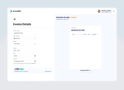 SmartBills details screen design system product design ui ux