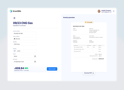 SmartBills details screen design system product design ui ux