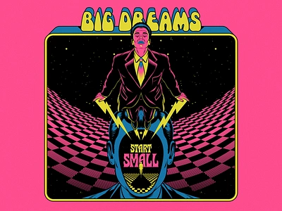 Big dreams start small comics cosmic design dream figurative art growth illustration positive thinking psychedelic retro space surrealism trippy vector vintage