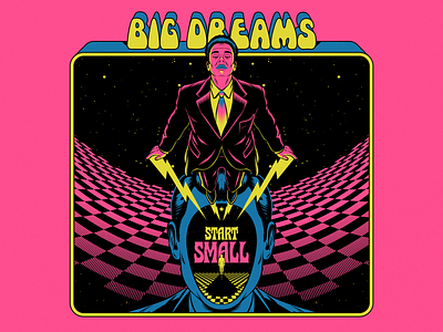 Big dreams start small comics cosmic design dream figurative art growth illustration positive thinking psychedelic retro space surrealism trippy vector vintage