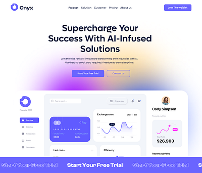 Onyx - Saas Hero section animation branding ui