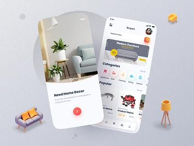 Modern & Trendy design for brand new startup - Bnyani app app design clean client concept design ecommerce figma furniture interface minimal modern project ui ui design uiux