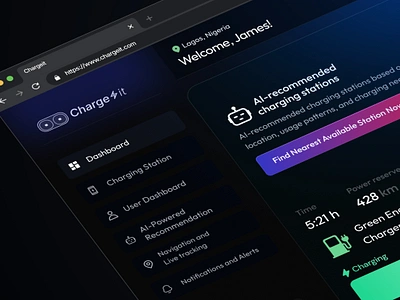 EV charging web application: Charge It animation automible dashboard e.v electric vehicle ui web application