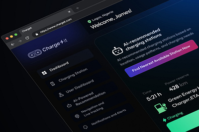 EV charging web application: Charge It animation automible dashboard e.v electric vehicle ui web application