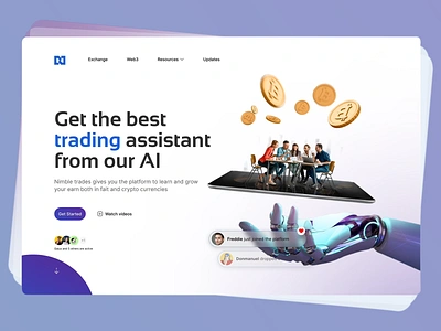 Trading Website Design ai assistant brand brandidentity branding design fintech graphic design logo minimalist platform trading trading assistant trading platform ui uidesign ux design uxui web website