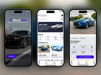 Car Rental App with Easy Booking app interface app ui booking app car booking car brands car insurance car rental car specifications easy navigation mobile app design mobile commerce mobile design modern design product details rental service rental services app seamless booking user interface uxui design vehicle rental