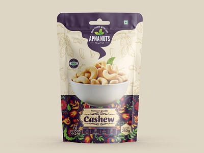 Cashew Pouch Design box design brand design branding cashew cashew packaging cashew pouch cashew pouch design dry fruits packaging dry fruits pouch design indian dry fruits label design logo design packaging packaging design pouch design product design