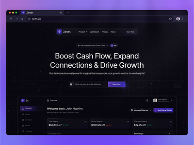 Zenith - Web3 Finance Dashboard branding clean crypto dark design figma finance ui ux web3