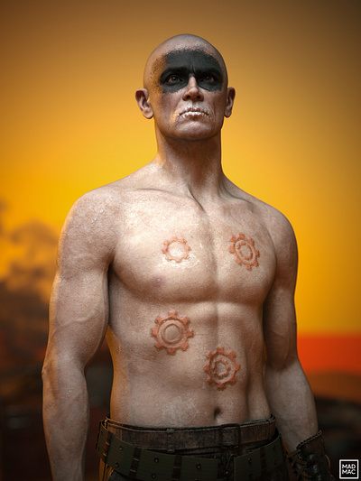 War Boy 3d bodypaint character characterdesign digital art facepaint fanart furyroad madmax originalcharacter pale portrait render texture