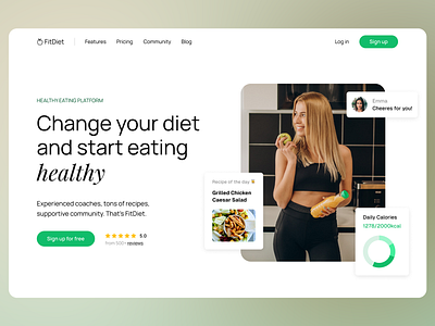 FitDiet - Health Website Design brand brandidentity branding creative creativity design diet diet platform eating health healthy menu minimal modern platform ui web web design website website design