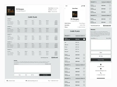 CARE PLAN – Interface for Dental Treatment Plans care plan clinic management dental care electronic signature healthcare app healthcare uxui medical interface patient portal responsive design saas design treatment plan ui design user experience