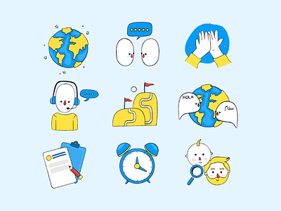 Hand-Drawn Icon Pack for Language Learning Institute design flatdesign hand drawn icon iconpack illustration sticker ui uiux ux