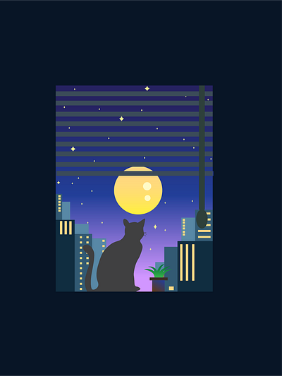 Cat on a window design illustration illustrator vector