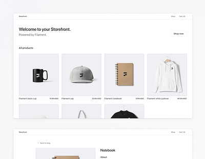 Filament eCommerce Storefront address page buy checkout checkout flow clean commerce platform ecommerce minimalist modern payment product page purchase shop shopping cart store storefront uiux design website template