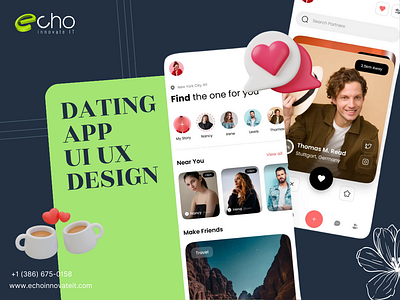 Dating App UI UX Design 3d animation branding graphic design motion graphics ui