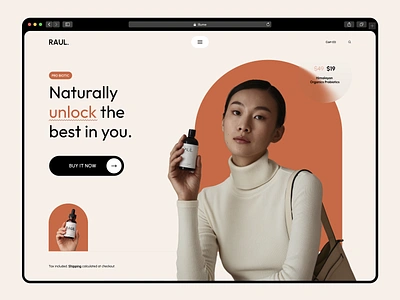 Skin Care probiotic med hero screen. design medicine probiotic skincare ui ux