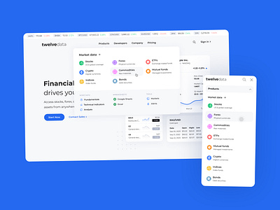 Menu design for Twelve Data api crypto design financial data forex landing layout main page market data menu menu design menu interface navigation stock api stocks twelve data ui user interface ux websocket