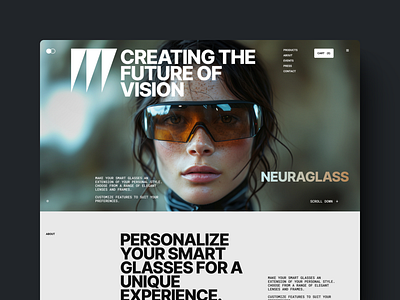 NeuraGlass - Smart Glass E-commerce Website Design 3d animation branding graphic design logo motion graphics smart glass ui