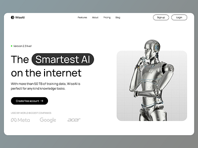 WiseAi - Ai Website Design activity ai ai design assistant branding company creative platform design logo logomark platform platform design robot smartest smartest ai ui web web design website website design