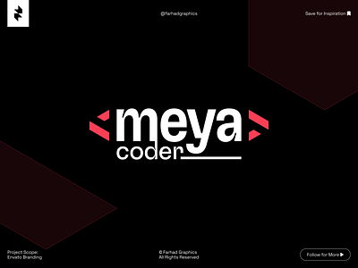 MeyaCoder Logo Design brand identity branding code coder coding logo cryptocurrency development digital agency farhadgraphics hack logo logo design meyacoder programming saas logo software company software development startup tech logo technology