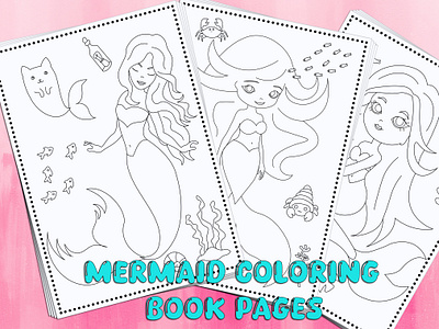 Coloring Book Page Mermaids coloring book coloring page cute drawing girls girly kids kindergarten mermaids nursery painting school sea life