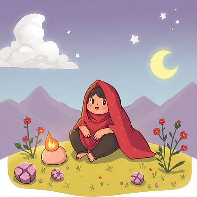 A Pakistani Girl in the Mountains art design graphic design illustration