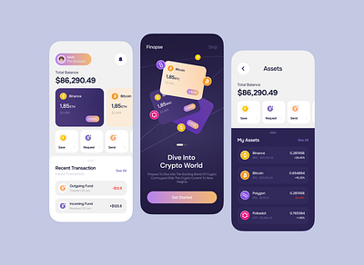 Finopse - crypto app application design branding design illustration mobile app design product design ui uiux ux visual design