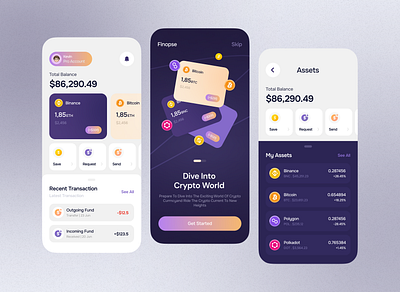 Finopse - crypto app application design branding design illustration mobile app design product design ui uiux ux visual design