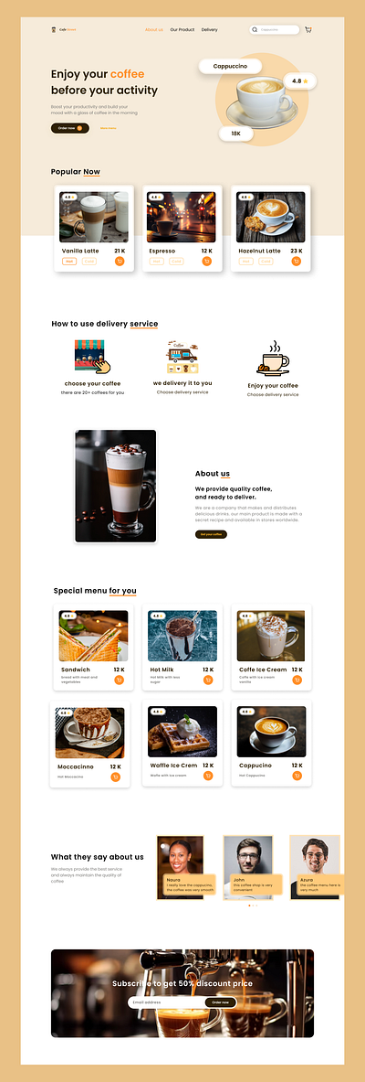 cafe corner landing page ui