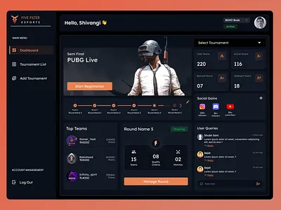 Esport Dashboard Design dashboard esport gaming ui uidesign webapp