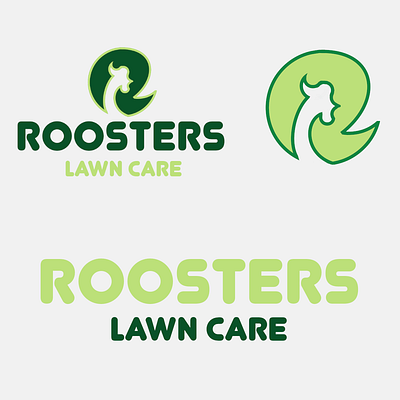 Roosters Lawn Care beginner branding design feedback gimp graphic design green lawn care leaf like logo logo contest r rooster roosters